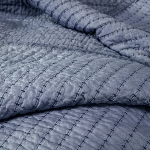 Vista 5 de ELEGANT LIFE HOME Manta de hilo teñido de algodón Chambray con relleno de algodón - Edredón ligero de punto de canal, individual azul, 68” x 90