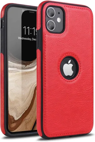 Vista 10 de Funda de cuero retro para iPhone 11 contraportada contraportada suave TPU Business Shell teléfono caso (negro, para iPhone 11)