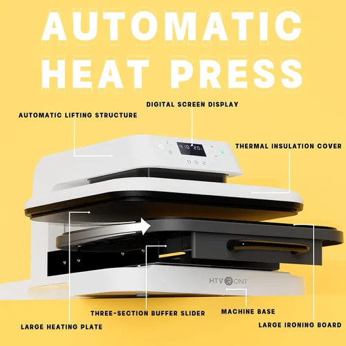 Vista 2 de HTVRONT Máquina automática de prensa de calor y guantes resistentes al calor