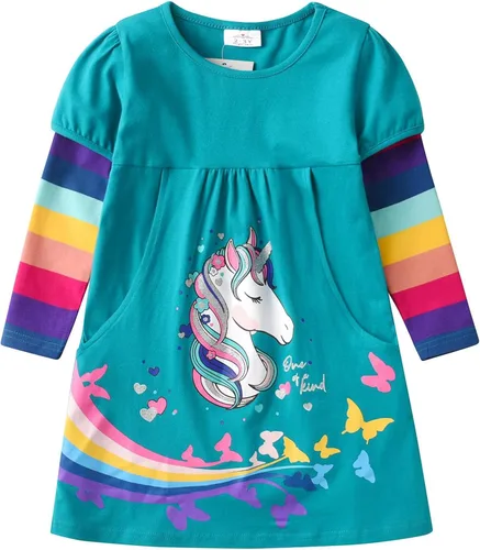 Vista 10 de VIKITA - Vestidos de invierno para niñas, de manga larga, ropa escolar para niñas de 2 a 12 años Alh5805