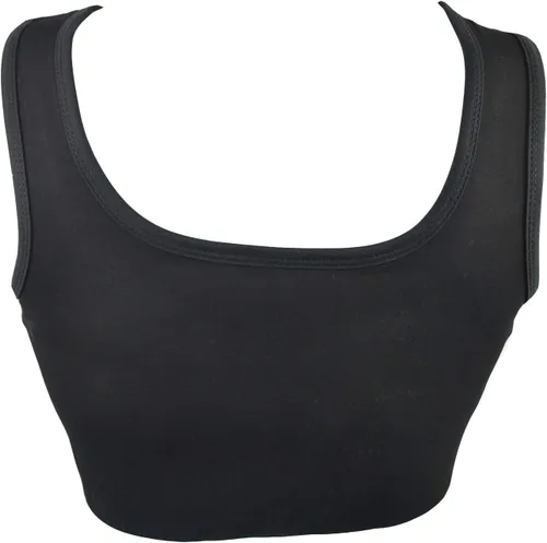 Vista 4 de BaronHong Tomboy Trans Lesbianas Pull On Cierre Pecho Carpeta Corta Tank Top Banda Elástica