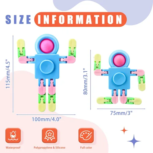 Vista 4 de Hanaive 8 piezas robot Fidget Spinners transformable con cadena de giroscopio para dedos, deformable, para aliviar el estrés, juguetes sensoriales