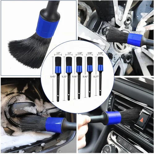 Vista 5 de Wontolf Kit de cepillo de lavado de automóvil de 62 pulgadas con mango largo, manopla de microfibra para lavado de autos, kit de detalles de Azul-18