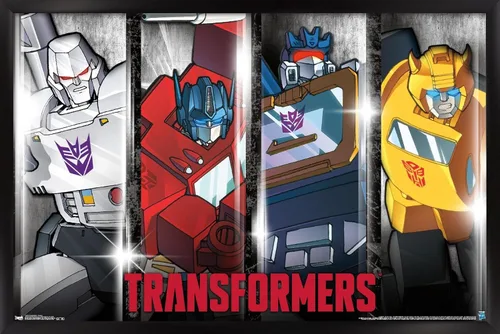 Vista 8 de Trends International Hasbro Transformers - Póster de pared clásico, 14.725 x 22.375 pulgadas, versión enmarcada de madera de granero