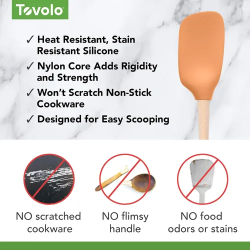 Vista 3 de Tovolo Cuchara de silicona con mango de madera para cocinar, mezclar, hornear, espátula, grande, resistente al calor, multifunción, cuchara