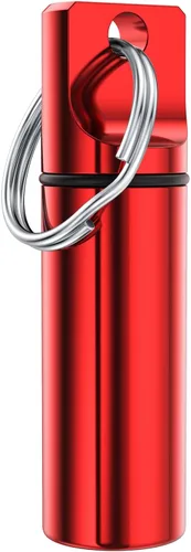 Vista 8 de Pastillero de bolsillo pequeño con llavero, aleación de aluminio portátil, mini organizador de píldoras, contenedor para bolso, pastillero de metal