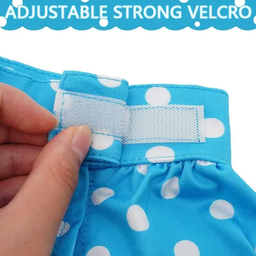 Vista 5 de Traje de baño de bikini para perro, vestido de baño para cachorro, ropa de playa para cachorro gatito (azul, XS)