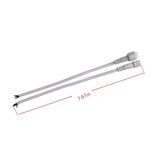 Vista 3 de Paquete de 6 pares de cables de conexión de plástico blanco de coleta impermeable IP65 de 2 núcleos con barras de luz LED (7.75 pulgadas)