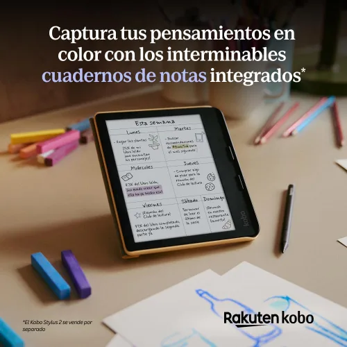 Vista 3 de Kobo Libra Colour eReader Pantalla Kaleido™ 3 de tinta E sin deslumbramiento de 7 pulgadas Opción de modo oscuro Audiolibros Resistente al