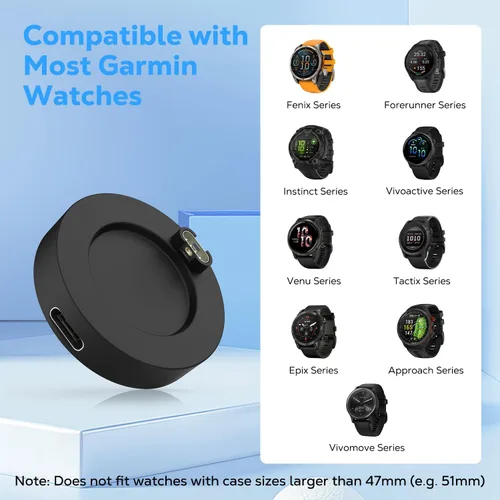 Vista 5 de Adaptador de cargador USB C MoKo compatible con Garmin Watch Negro