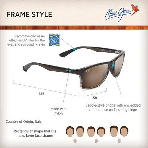 Vista 6 de Maui Jim Gafas de sol rectangulares polarizadas Onshore para hombre