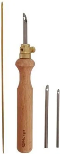 Vista 4 de Nurge Kit de agujas perforadoras de alta calidad, tubos de metal de 0.16 a 0.18 pulgadas y mango de madera para principiantes adultos, herramientas