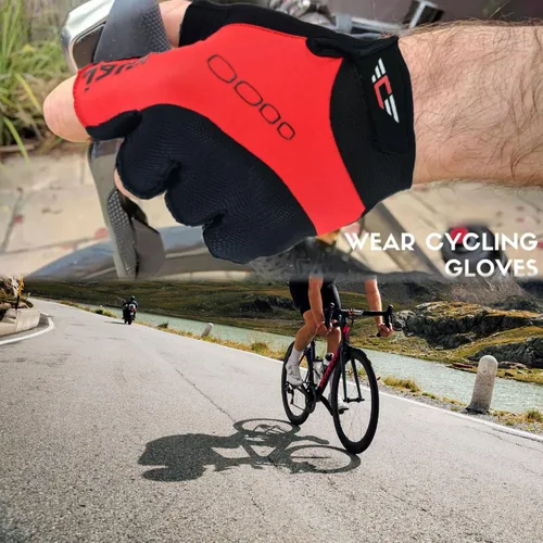 Vista 5 de JAUNTY Cycling Bike Gloves Men Gel Padded Half Finger Bicycle Gloves Shock-Absorbing Anti-Slip Breathable MTB Road Biking Fingerless Gloves for