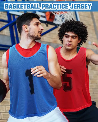 Vista 6 de Suhine 48 Piezas Petos para Deportes Doble Fútbol Petos de Entrenamiento Chalecos de Scrimmage de Malla Baloncesto Equipo Práctica Camiseta