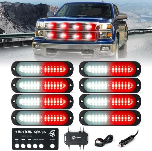 Vista 10 de Xprite Kit de luces estroboscópicas LED ámbar para montaje en superficie, parrilla de parrilla lateral, luz intermitente de advertencia
