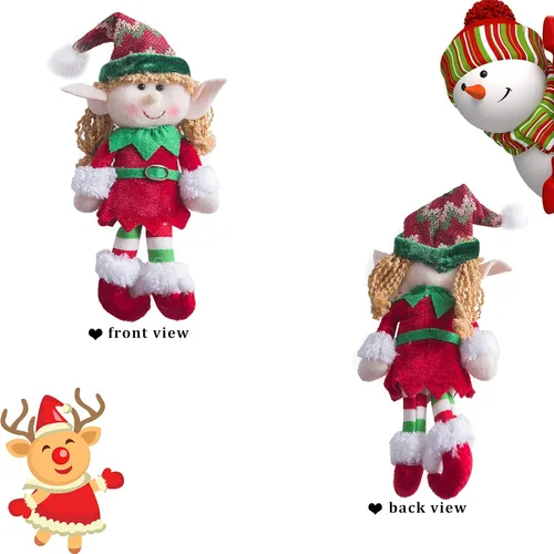 Vista 2 de Wewill adorables muñecos elfos de Navidad flexibles para decoraciones festivas en el hogar, fiestas, personajes de felpa