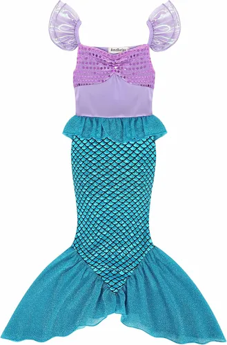 Vista 2 de Eledobby Ariel Dress for Girls Little Mermaid Costume Halloween Princess Mermaids Dress Up Cosplay Brithday Party Outfits
