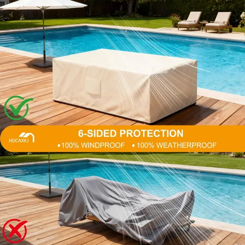 Vista 5 de HDCAXKJ Fundas impermeables para muebles de patio, funda para tumbona para exteriores, funda resistente con cremallera, resistente a la intemperie