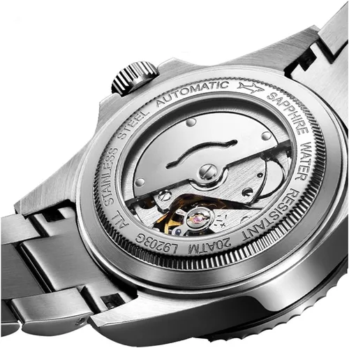 Vista 3 de LOREO Reloj de pulsera de nailon negro con bisel giratorio para hombre, de acero inoxidable, con bisel giratorio, fecha, semana, color negro, Negro