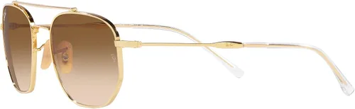 Vista 3 de Ray-Ban Gafas de sol unisex con montura dorada, lentes marrones, 2.126 in