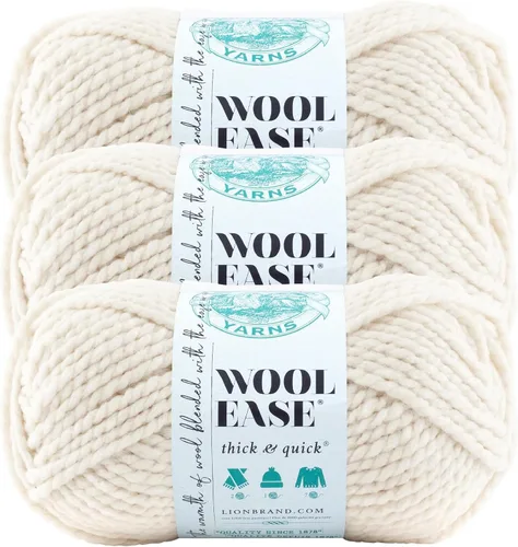Vista 149 de Lion Brand Yarn - Ovillo de lana Wool-Ease Thick & Quick color fuerza aérea Super Bulky Wool Acrylic Blend Fiber for Soft Hats, Sweaters, Chunky