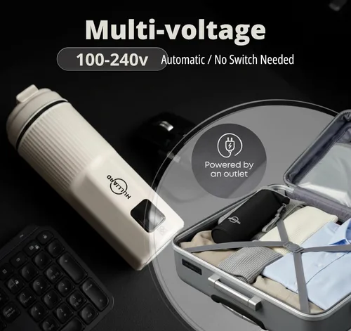 Vista 7 de Hervidor Eléctrico de Viaje - Acero Inoxidable 316, Hervidor de Té Portátil y Calentador de Agua, Hervidor de Agua Portátil de 450ml, 6 Ajustes