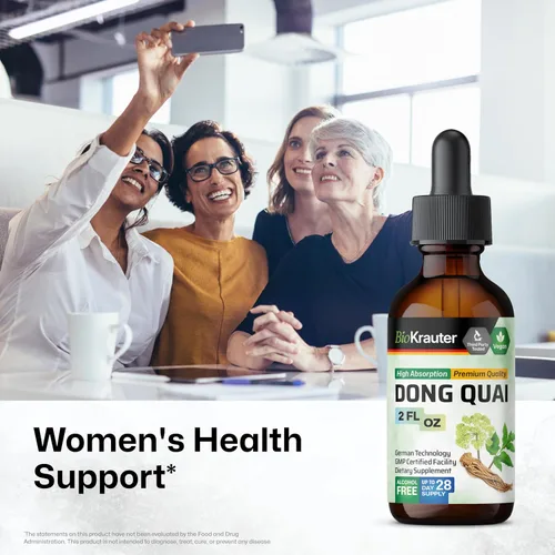Vista 2 de BIO KRAUTER Suplementos de menopausia para mujeres* - Dong Quai Drops 2 onzas líquidas 28 días de suministro - Tintura vegana de raíz de angélica
