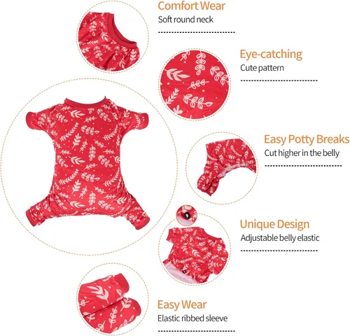 Vista 3 de CuteBone Pijamas de Navidad Suaves y Elásticos para Perros - Pijamas Acogedores para Mascotas Mono Transpirable para Perros Pequeños - Atuendo