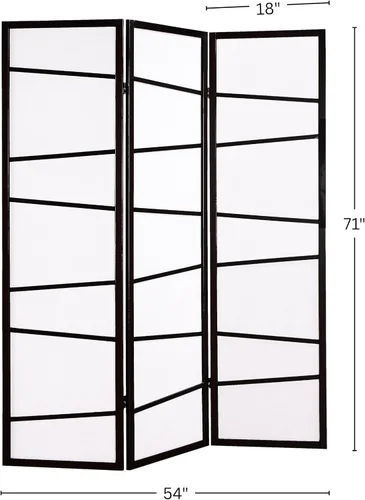 Vista 7 de Roundhill Furniture Divisor de habitación con pantalla de 3 paneles, color negro