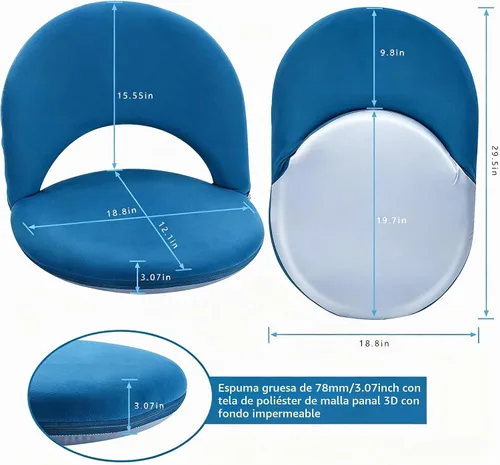 Vista 3 de Nnewvante Silla de suelo, respaldo ajustable de 42 posiciones, azul