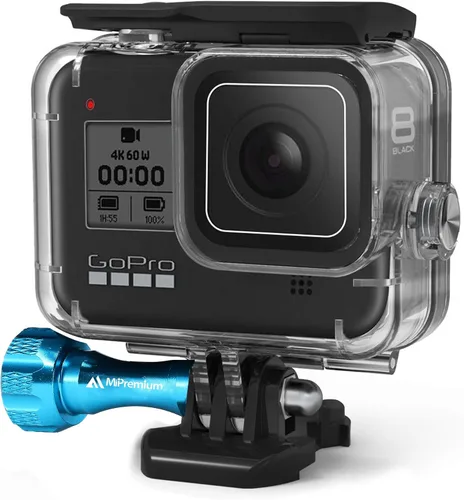 Vista 9 de MiPremium Carcasa impermeable para GoPro Hero 8, color negro. Accesorios de montaje de jaula de buceo con tornillo de aluminio y hebilla