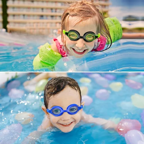 Vista 7 de Kids Swim Goggles 2 Pack, Anti Fog No Leak Swimming Goggles for Boys Girls Ages 6-14, Wide View Swim Goggles Kids