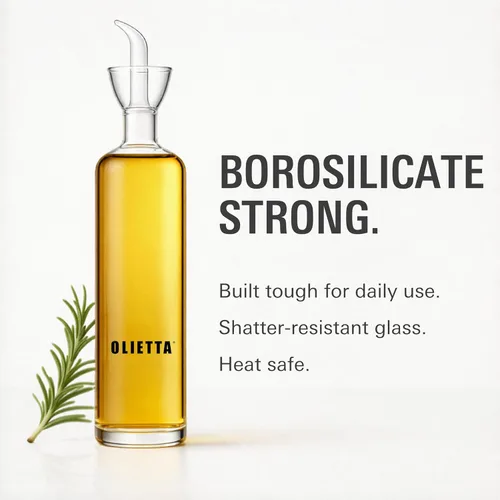 Vista 3 de Olietta Dispensador de Aceite de Oliva Botella de Vidrio Borosilicato - 4.2 oz 125ml Dispensador Antigoteo - Vertedor a Prueba de Fugas Rociador