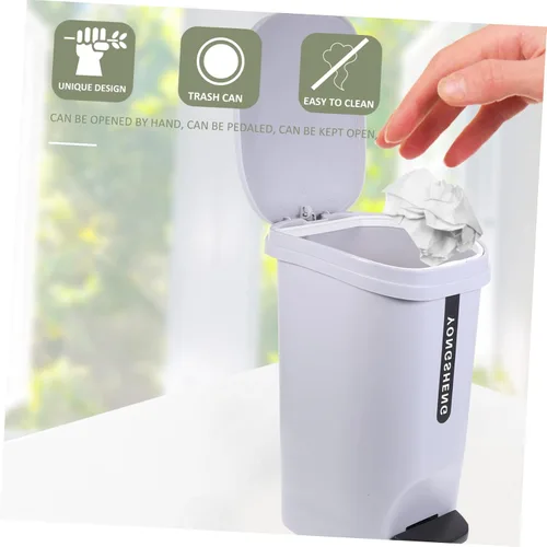 Vista 7 de Zerodeko Bote de basura de pedal de pie 10l Cesta de basura tapa de paso en el hogar Contenedor de basura estilo nórdico
