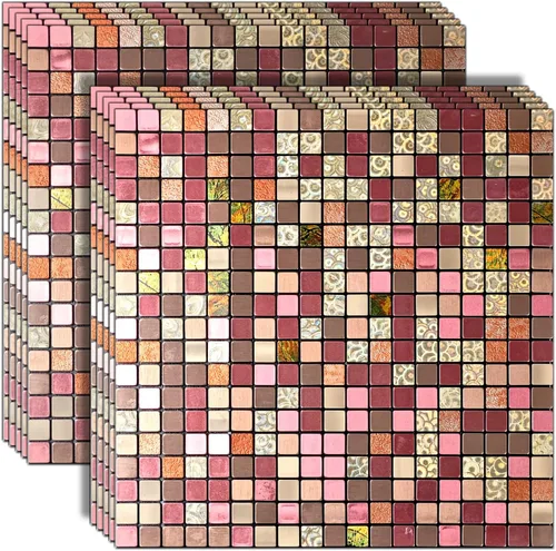 Vista 8 de 10 hojas de azulejos para salpicaduras de cocina, azulejos autoadhesivos, para pegar en tocadores de baño, decoración de chimenea, mesa