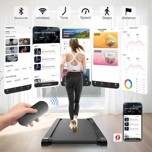 Vista 2 de Sperax Walking Treadmill Pad with APP, 3 in 1 Under Desk Treadmill, 400W Low Noise Walking Vibration Pad with Remote Control,Portable Treadmills for