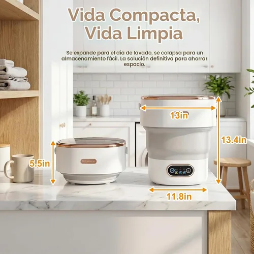 Vista 3 de Lavadora portátil de 20 litros, mini lavadora plegable y secadora giratoria con 3 modos, pequeña lavadora para RV, camping, dormitorio, apartamento