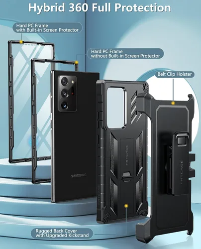 Vista 2 de FNTCASE Funda para Samsung Galaxy Note 20 Ultra con clip para cinturón y Negro