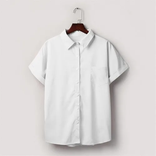 Vista 6 de Ceboyel Camisas de algodón y lino con botones para mujer, de manga corta, para verano, elegantes, casuales, con cuello lindo