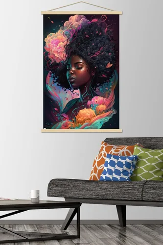 Vista 2 de Trends International Wumples - Hermoso póster de pared de perfil 3, 22.37 x 34.00 pulgadas, paquete de impresión premium y colgador de madera de haya