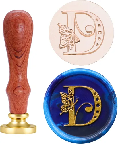 Vista 9 de SWANGSA Kit de sellos de cera del alfabeto, diseño de mariposa vintage, 26 letras A-Z con 2 asas de madera, kit de regalo para invitación de boda