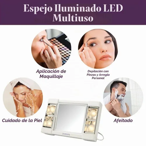 Vista 8 de JERDON Espejo de maquillaje iluminado con aumento 3X - Blanco - J1010