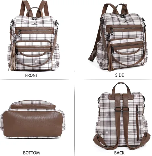 Vista 65 de Bolsos mochila monedero de piel sintética para mujer, bolsas con zíper, mochilas de hombro casuales