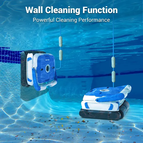 Vista 3 de Rock&Rocker Potente limpiador automático de piscina mejorado, aspiradora robótica de piscina con escalada en la pared, dos cestas de filtro más