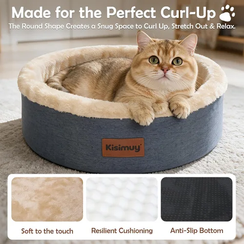 Vista 6 de Cama redonda calmante para gatos y perros para gatitos Gris