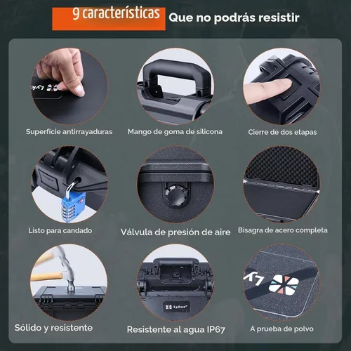 Vista 5 de Lykus HC-3910 Estuche rígido impermeable con espuma, tamaño interno 14.76