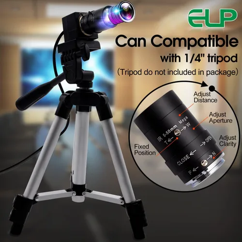 Vista 3 de ELP - Cámara USB de lente varifocal de 5-50mm 1080P con alta definición H.264 Sony IMX323, cámara web para Android, Linux, Windows, video industrial