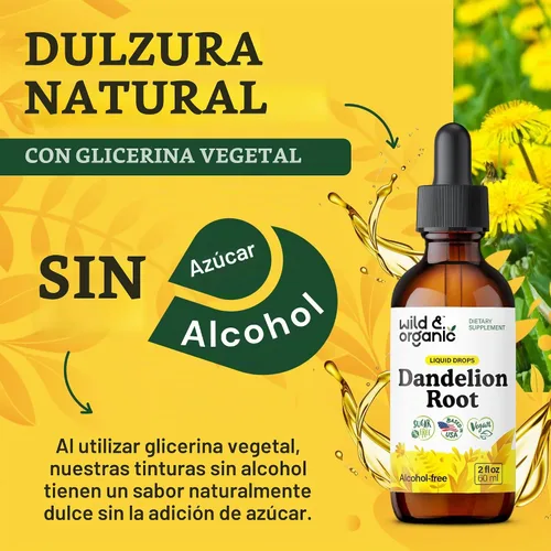 Vista 6 de Suplemento de raíz de diente de león salvaje y orgánico - Soporte de desintoxicación hepática - 2 oz