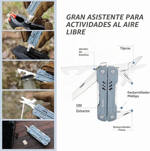 Vista 7 de NexTool Mini Sailor S11 Llavero multiherramienta, alicates EDC 11 en 1 (azul)