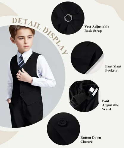 Vista 2 de Visaccy - Traje de vestir para niños, corte ajustado, traje para pajecito de boda